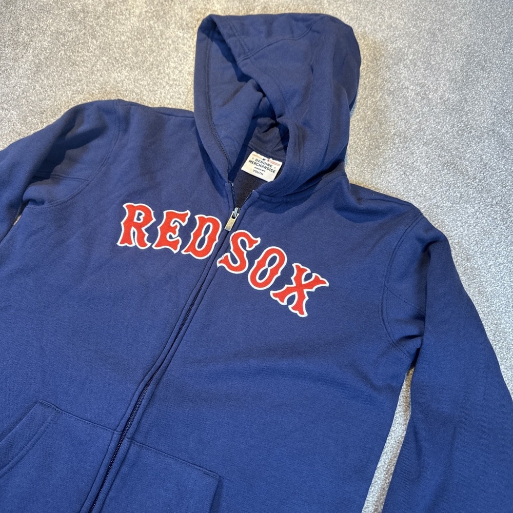 Boston Red Sox Full zip up MLB hoodie Youth XL Baseball Jacket Wordmark Navy Gen
